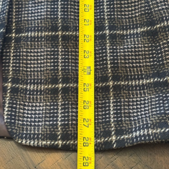 Plaid Blazer Leather Suede Collar Medium Wool blend Academia Preppy - Picture 4 of 11